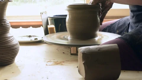 The potter makes a vase Stock Footage 97779242