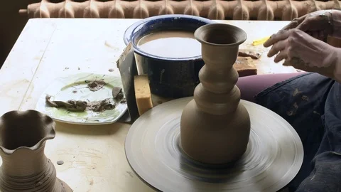 The potter makes a vase Stock Footage 97781047