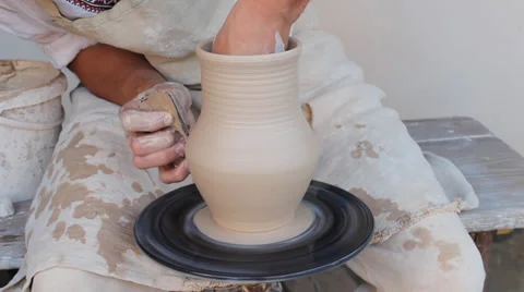 Potter making clay jug Stock Footage 30581606