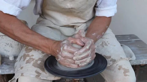 Potter making clay jug Stock Footage 49671259