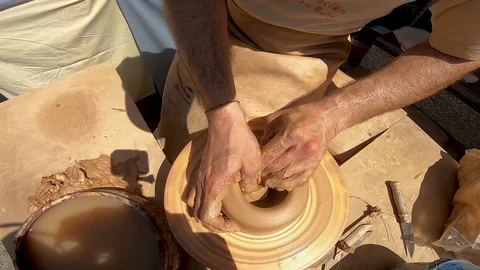 POTTER MAKING MUD CUP Stock Footage 90179023