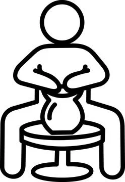 Potter making pottery on a wheel icon Stock Illustration