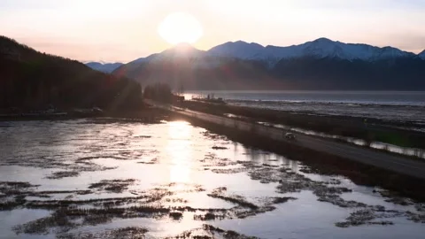 Potter Marsh Sunset Stock Footage 297587792