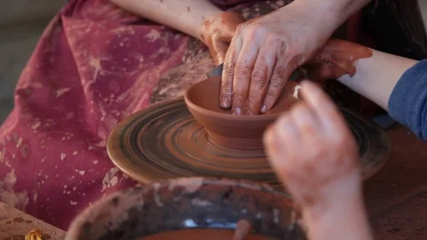 Potter shaping the clay Stock Footage 126268213