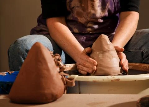 Potter Shaping Clay Stock Photos