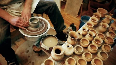 A potter at work Stock Footage 72414175