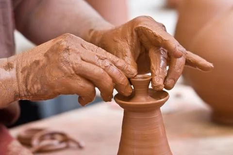 Potter at work. Foto stock