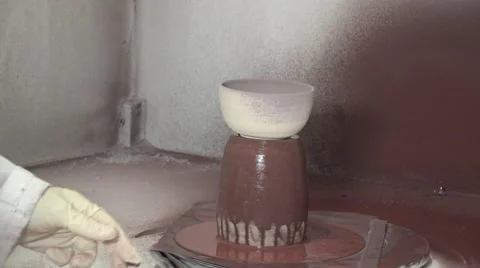 Potter working with clay Video stock 58790874