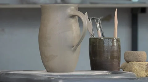 Potter working with clay Video stock 58802280