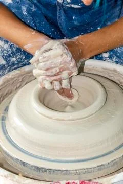 A potter working clay Stock Photos