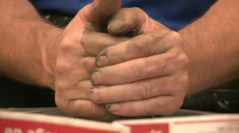 Potter working with clay on wheel Stock Footage 11119455