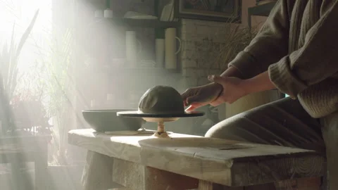 Potter Is Working On Potter's Wheel Stock Footage 155021571
