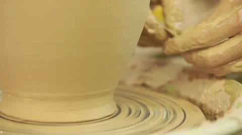 Potter works. Crockery creation process in pottery on potters' wheel Stock Footage 22103252