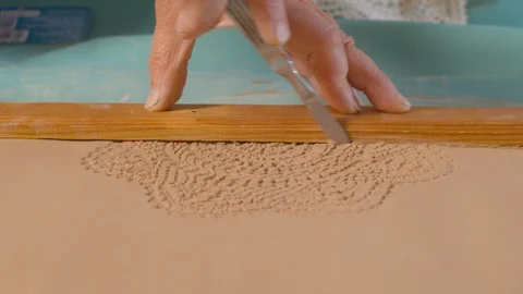 Potter's hands cutting clay Video stock 112576139
