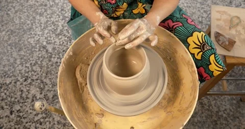 Potter's Hands Shaping Clay: Stock Footage 329304639