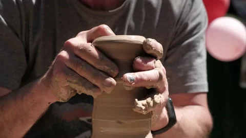 Potters hands at work close up Stock Footage 218098247