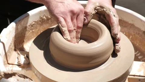 Potters hands at work close up Stock Footage 218107207