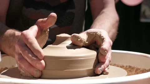 Potters hands at work close up Stock Footage 220586664