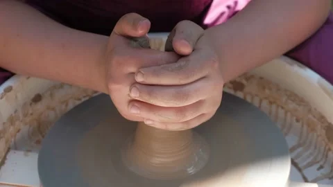Potters hands at work close up Stock Footage 220586749