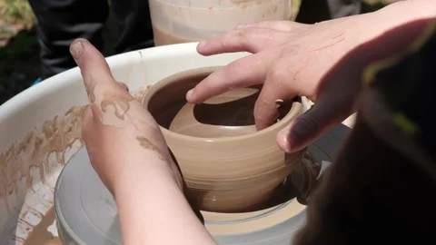 Potters hands at work close up Stock Footage 220587125