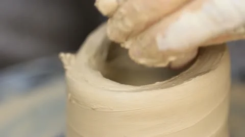 Potter's wheel Clay workshop creative occupation profession ceramics craft pot Stock Footage 12245805