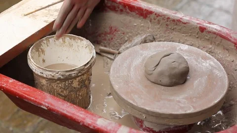 Potter's wheel lesson 1 Stock Footage 70792481