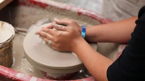 Potter's wheel lesson 2 Stock Footage 70791584