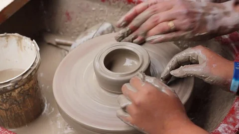 Potter's wheel lesson 4 Stock Footage 70792021