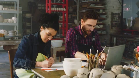 Potters Work On New Collection Video stock 169410412