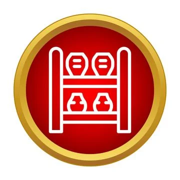 Pottery amphora shelf display in red icon Stock Illustration