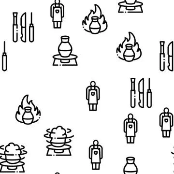 Pottery And Ceramics Seamless Pattern Vector Stock Illustration