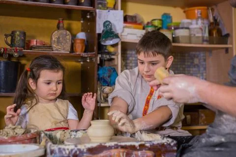 Pottery class and workshop Stock Photos