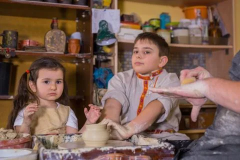 Pottery class and workshop Stock Photos