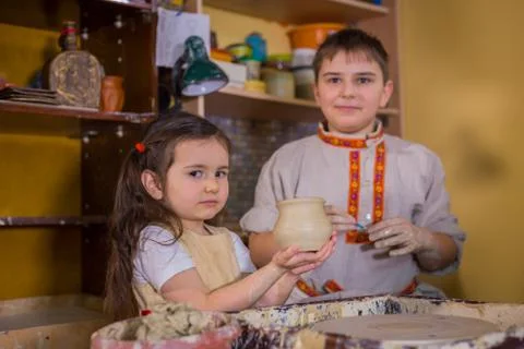 Pottery class and workshop Stock Photos