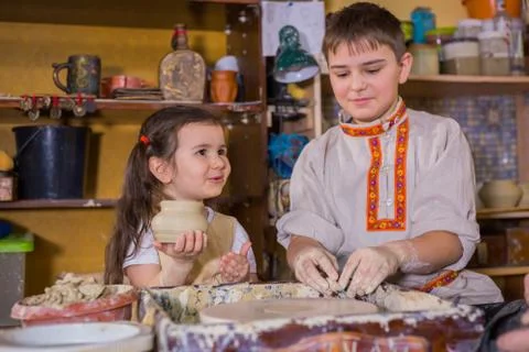 Pottery class and workshop Stock Photos