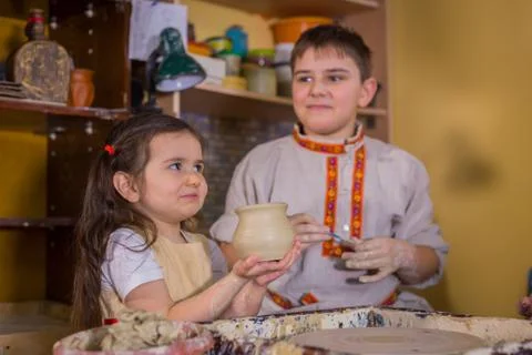 Pottery class and workshop Stock Photos