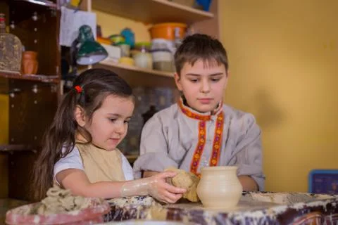Pottery class and workshop Stock Photos