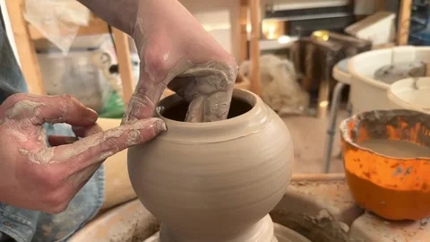 Pottery class. Making a pottery Stock Footage 282677987