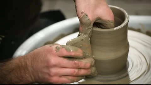 Pottery Class Workshop Clay Shaping Stock Footage 11252143