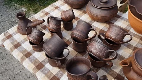 Pottery at Crafts Fair Stock Footage 111554723