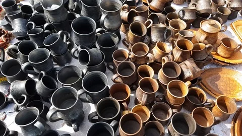 Pottery at Crafts Fair Stock Footage 111554761