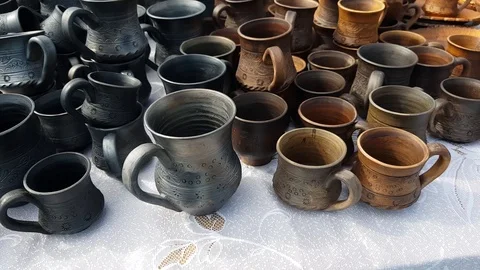 Pottery at Crafts Fair Stock Footage 111554763