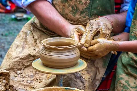 Pottery craftsmanship Stock Photos