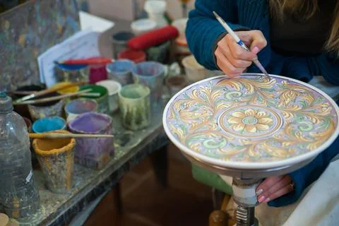 Pottery decorating Stock Photos