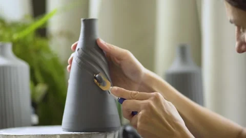 Pottery decoration close-up Stock Footage 313186583