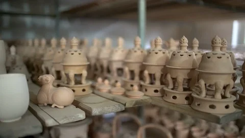 Pottery on the desk Stock Footage 90487141