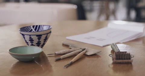 Pottery, documents and ceramics in workshop for planning patterns for creative 動画素材 258204977