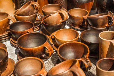 Pottery handmade. Cup ceramic Stock Photos