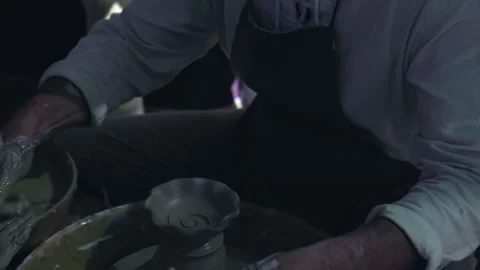 Pottery. The hands of the master in clay, which teach the child. Stock Footage 213994640