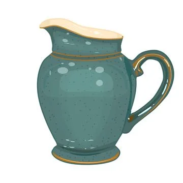 Pottery isolated on white background. Ceramic pitcher. Clay old jug. Stock Illustration